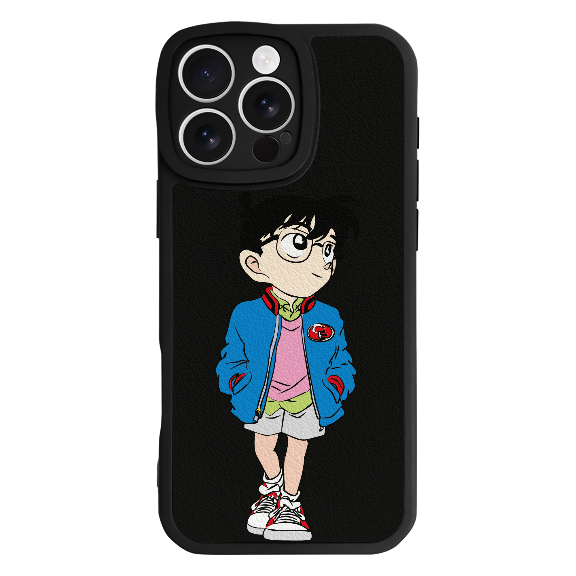 （画像用） 名探偵コナン 江戸川 コナン Detective Conan Conan Edogawa 【iPhone 16シリーズ対応】シリコンスマホケース（レザー調） 材質：シリコン